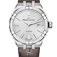 Aikon automatique acier bracelet cuir marron cadran gris 42mm