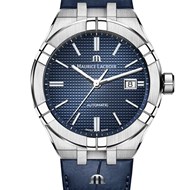 Aikon automatique acier bracelet cuir bleu cadran bleu 42mm