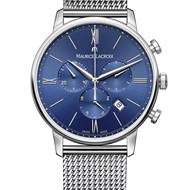 Eliros quartz chronographe acier bracelet acier maille milanaise cadran bleu 40mm