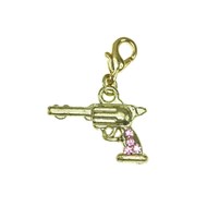 Breloque charm revolver doré avec cristaux scintillants SC Crystal