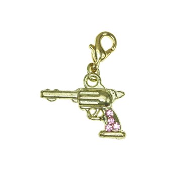 Charm charm revolver gold with sparkling crystals SC Crystal