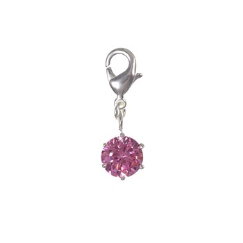 SC Crystal pink crystal charm, silver-plated 3 microns