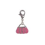Charm sac à main rose SC Crystal plaqué argent 3 microns