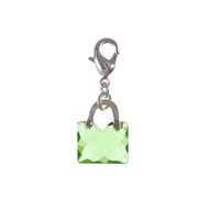 Charm sac à main vert cristal SC Crystal plaqué argent 3 microns