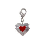 Charm coeur rouge SC Crystal plaqué argent 3 microns