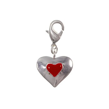 Red heart charm SC Crystal silver plated 3 microns