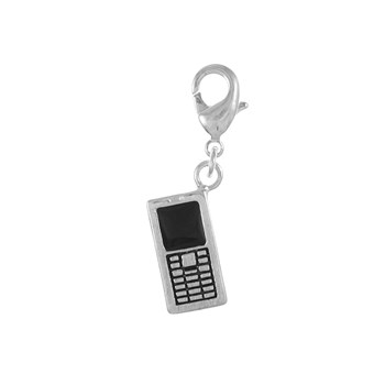 SC Crystal silver cell phone charm