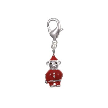 SC Crystal red elf charm, silver-plated 3 microns
