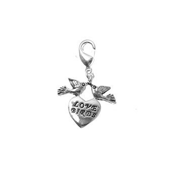 Charm love birds SC Crystal plaqué argent 3 microns