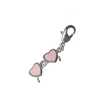 Charm lunettes coeurs SC Crystal plaqué argent 3 microns