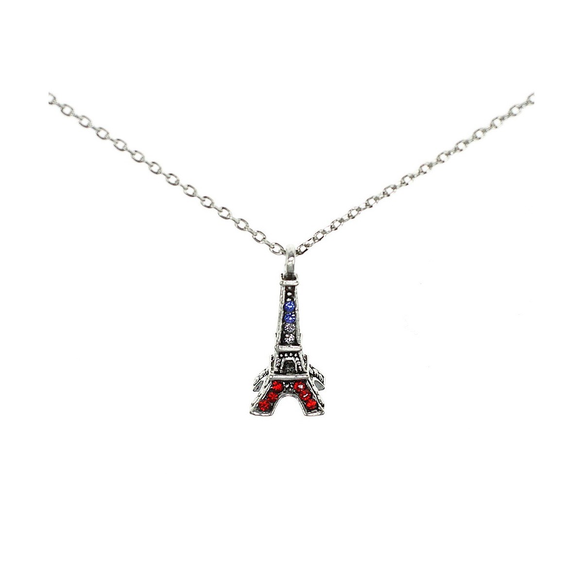 Collier Tour Eiffel tricolore Belle Paris made with crystal