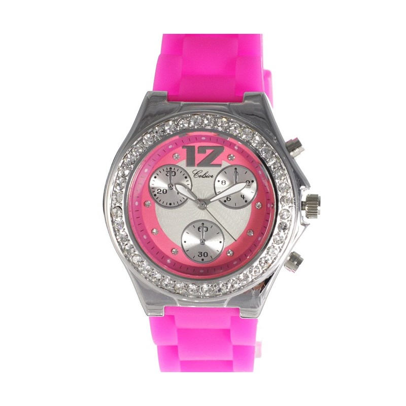 Montre Femme Bijou Montre Femme Acier Rose Bracelet Cuir Blanc