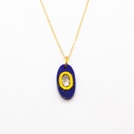 Java collier Or 14 carats, Lapis Lazuli & Diamant polki