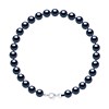 Bracelet Rang de Perles d'Eau Douce Rondes 6-7 mm Noires Argent 925 - vue V1