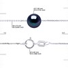 Bracelet Chaîne Perle d'Eau Douce Ronde 7-8 mm Noire Argent 925 - vue V3