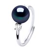 Bague Joaillerie Perle d'Eau Douce 7-8 mm Noire et Oxydes de Zirconium Argent 925 - vue V1