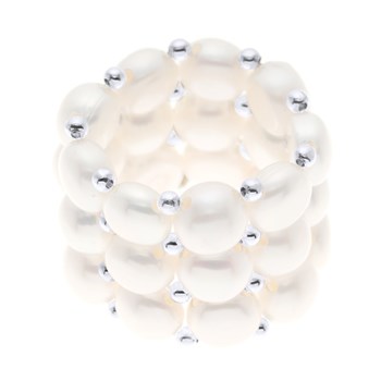 Bague Triple élastiquée Perles d'Eau Douce blanches 3-4 mm - Argent 925