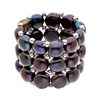 Bague Triple élastiquée Perles d'Eau Douce Noires 3-4 mm - Argent 925 - vue V1