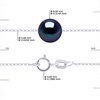 Bracelet Perle de Culture d'Eau Douce 8-9 mm Noires Chaîne Vénitienne Or Blanc - vue V3