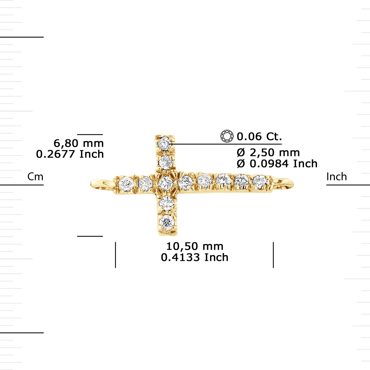 Bracelet CROIX Diamants 0,15 Cts Or Jaune - vue 3