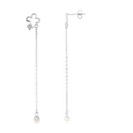 Boucles d'Oreilles TREFLE - Perles blanches - Oxyde de zirconium - Argent 925