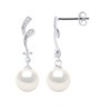 Boucles d'Oreilles FANTAISIES - Perles blanches - Oxyde de zirconium - Argent 925 - vue V1