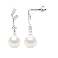 Boucles d'Oreilles FANTAISIES - Perles blanches - Oxyde de zirconium - Argent 925