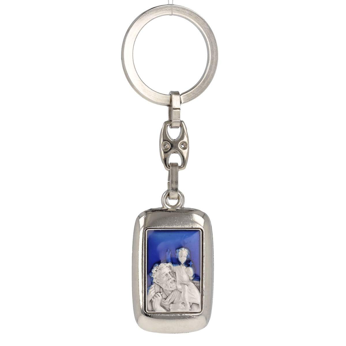 Porte-clés Saint Christophe Rectangulaire En Argent – Protection Voyage – Sumex
