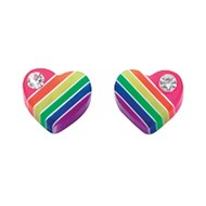 Boucle d'oreille coeur arc-en-ciel en argent 925/1000