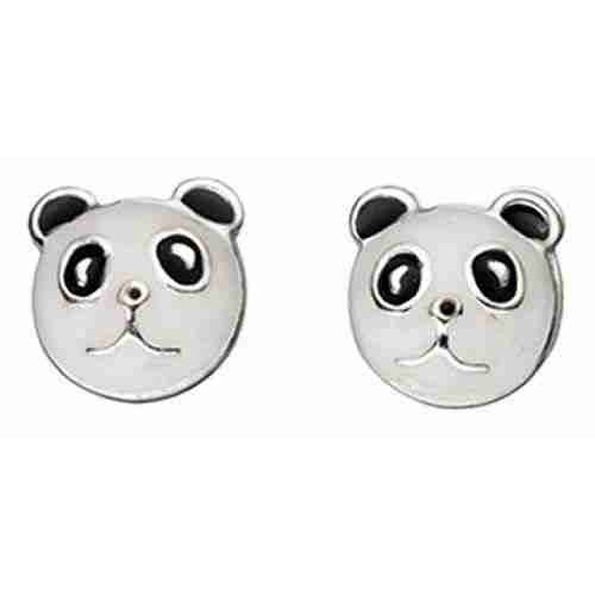 Boucle d'oreille panda en argent 925/1000