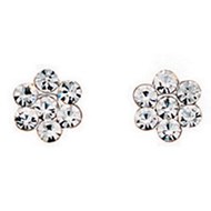 Boucle d'oreille zirconium fleur en argent 925/1000