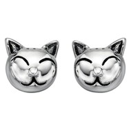 Boucle d'oreille chat en argent 925/1000