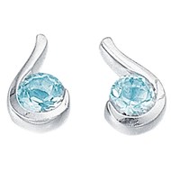 Boucle d'oreille zirconia bleu en argent 925/1000
