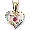 Collier coeur rubis - diamant -  Chaine en Or 375 de 41cm - Pendentif en Or 375/1000 carats - vue V1