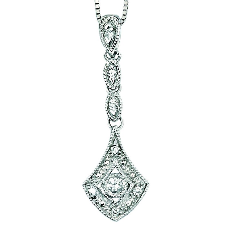 Collier diamant en Or 375 de 41cm - Pendentif en Or blanc 375/1000 carats