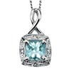 Collier aigue marine - diamant -  Chaine en Or 375 de 41cm - Pendentif en Or blanc 375/1000 carats - vue V1