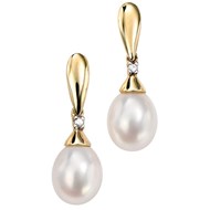 Boucle d'oreille perle et diamant en Or 375/1000