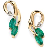Boucle d'oreille émeraude et diamant en Or 375/1000