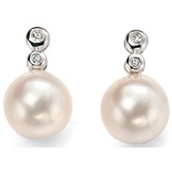 Boucle d'oreille perle et diamant en Or blanc 375/1000