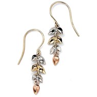 Boucle d'oreille fleur en Or blanc et Or rose. Or 375/1000