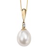 Collier perle - diamant -  Chaine en Or 375 de 41cm - Pendentif en Or 375/1000 - vue V1