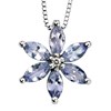 Collier fleur tanzanite - diamant -  Chaine en Or 375 de 41cm - Pendentif en Or 375/1000 - vue V1