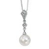 Collier perle - diamant -  Chaine en Or 375 de 41cm - Pendentif en Or blanc 375/1000 - vue V1