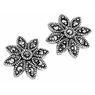 Boucle d'oreille fleurs marcassite en argent 925/1000