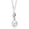 Collier perle avec zirconia et sa Chaine de 51 cm en argent 925/1000 - vue V1