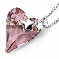 Collier coeur cristal de Swarovskiétoiles et sa Chaine de 51 cm en argent 925/1000