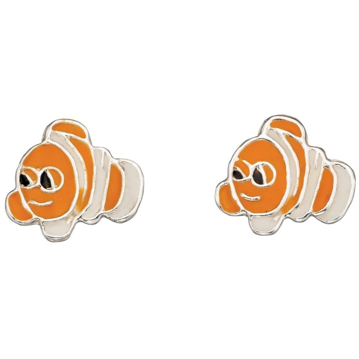Boucle d'oreille poisson dessin animé en argent 925/1000