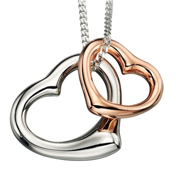 Gold-plated heart necklace with 51 cm 925/1000 silver chain