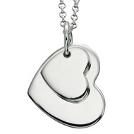 Collier  coeur double et sa Chaine de 51 cm en argent 925/1000