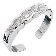 Bague d'orteil zirconia ajustable en argent 925/1000